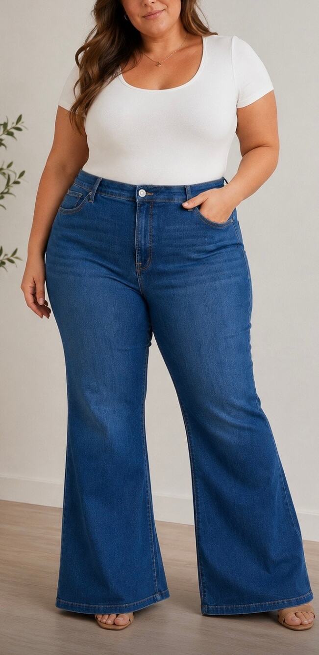 Torrid Sky High A-Line Flare Jeans 20R Premium Stretch High Rise Y2K Blue Denim